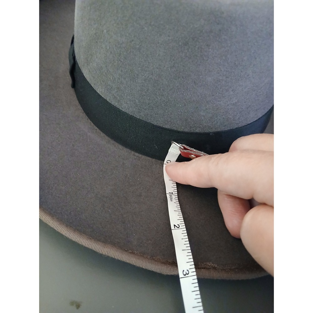 HXC Mens Gray 100% Wool Fedora Hat Large Made in USA Telescope Crown Black Band - Picture 8 of 8